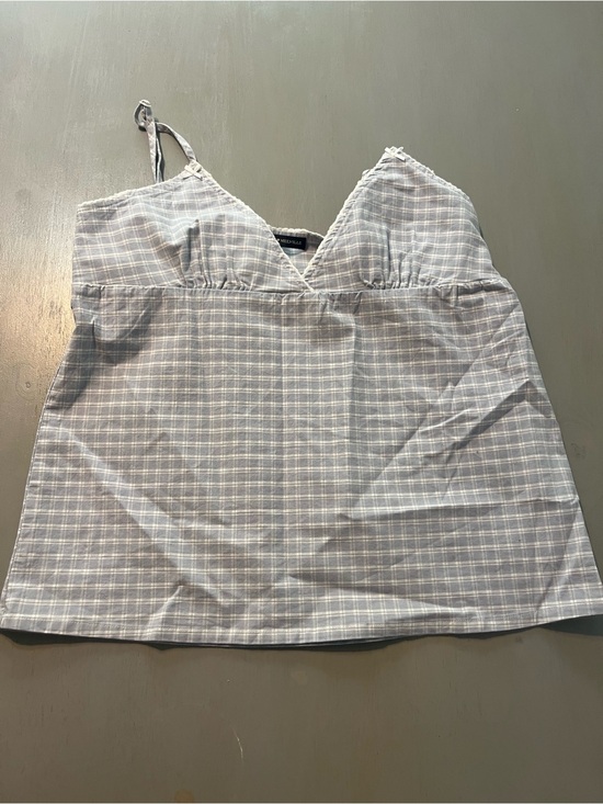 Brandy Melville Other - NWOT Brandy Melville Blue Plaid Edith Lace Trim Cami Top One Size